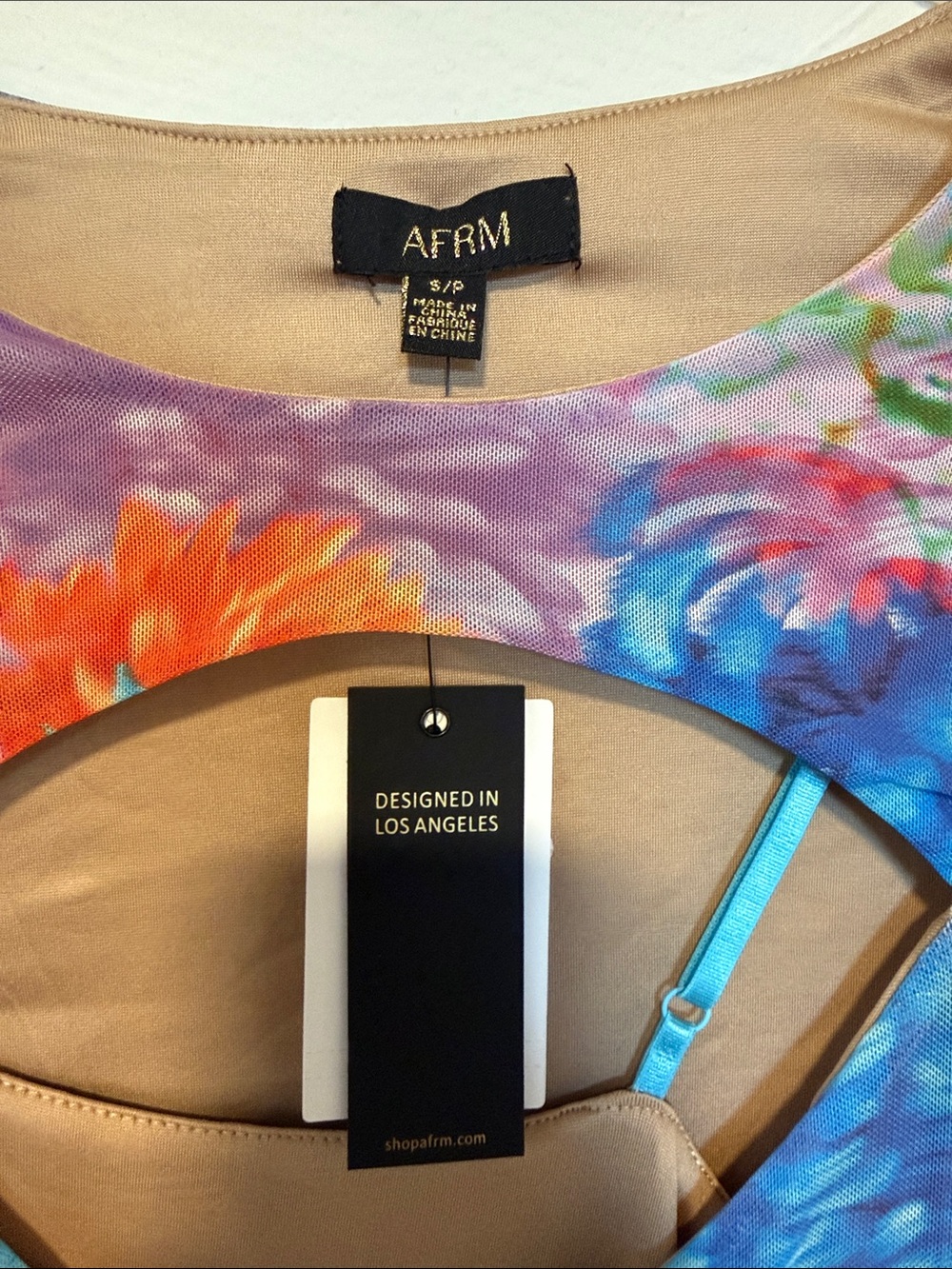 AFRM Long Floral Ombre Cutout Maxi Dress in Blue, Purple, Orange and Pink - Picture 4 of 4